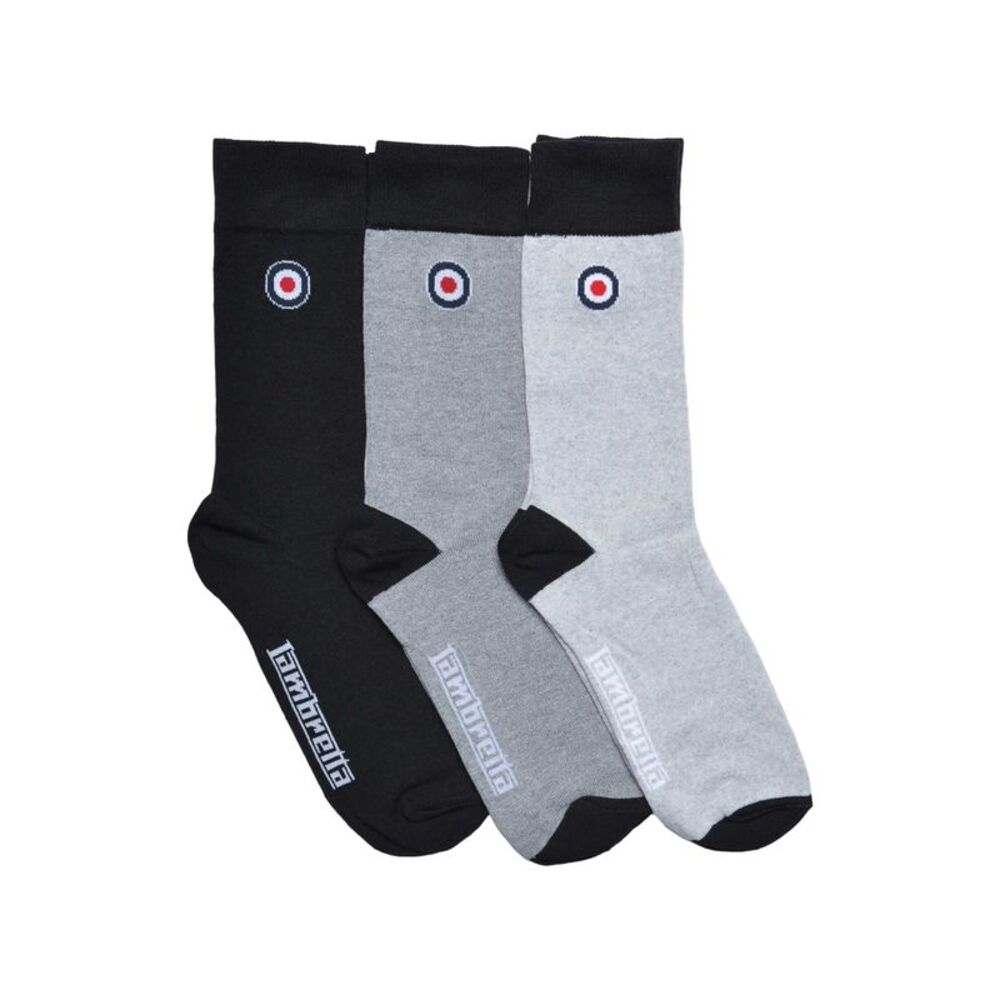 Lambretta Mens Paisley Socks (Pack of 3) / Black/Charcoal/Gray